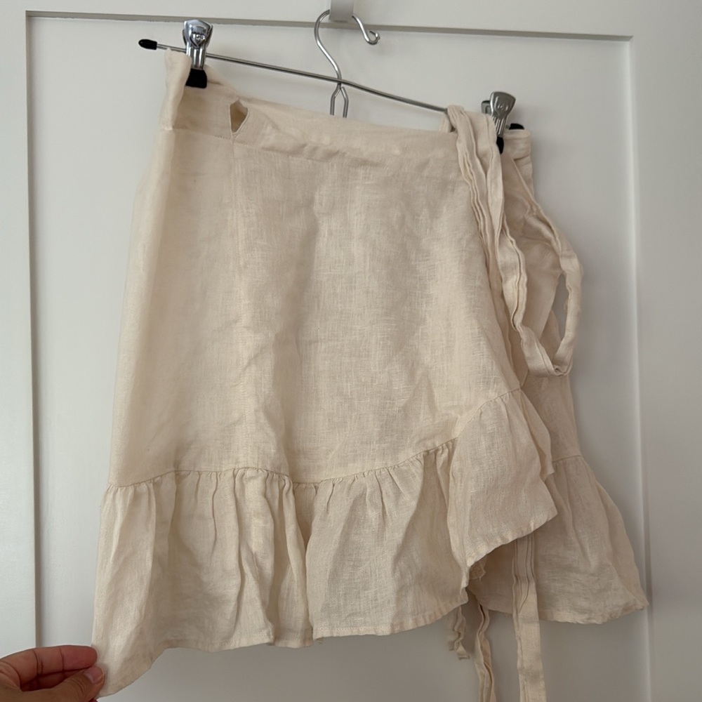 Acacia linen wrap skirt cream